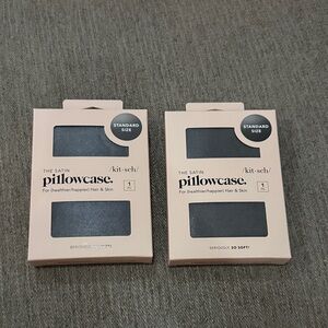 New, Boxed Set of Kitsch Satin Pillowcase Set - Elegant Black. standard size.